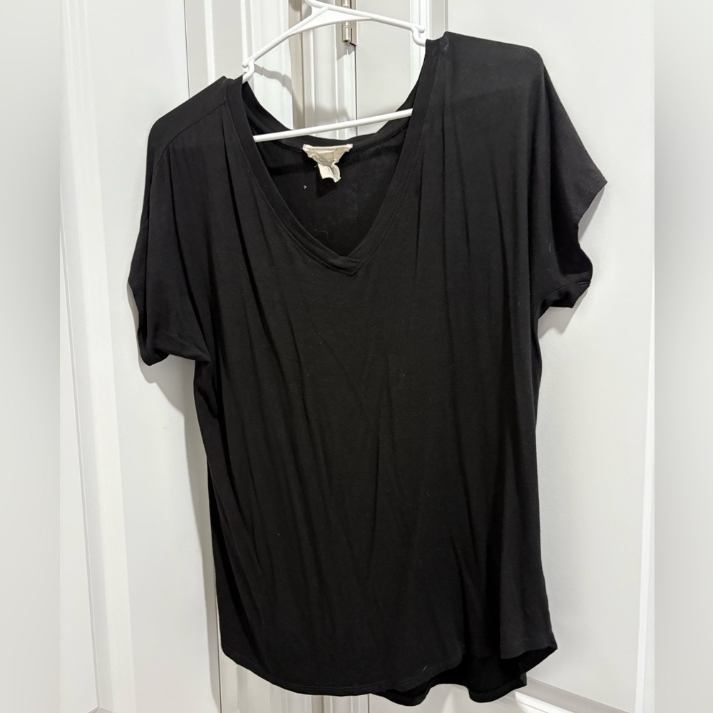 Very Soft Black V-Neck Women's Top